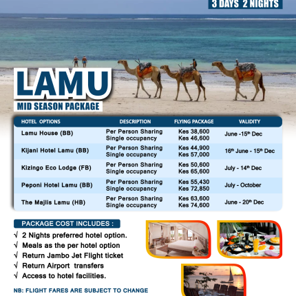 Lamu current packages from Nairobi