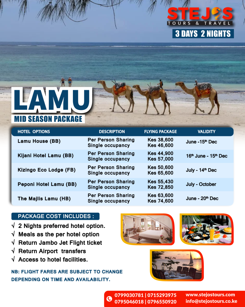 Lamu current packages from Nairobi